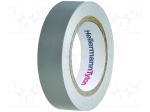 Изолирбанд HTAPE-FLX-15GY Лента: електроизолационна; W:15mm; L:10m; D:0,15mm; 200%; Цвят: сив